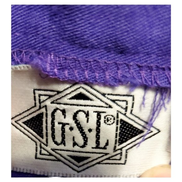 VTG G.S.L. Women's M Purple/Black Zippered Jacket Zip Pockets Shoulder Pads Rare - Picture 3 of 7